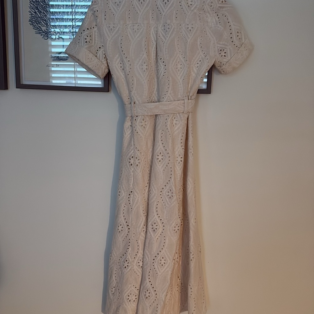Sezane Cream Eyelet Midi Dress - Picture 8 of 9